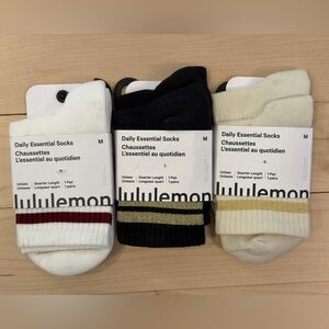 Lululemon Daily Essential Socks NWT - size Medium - quarter length - 3 pairs
